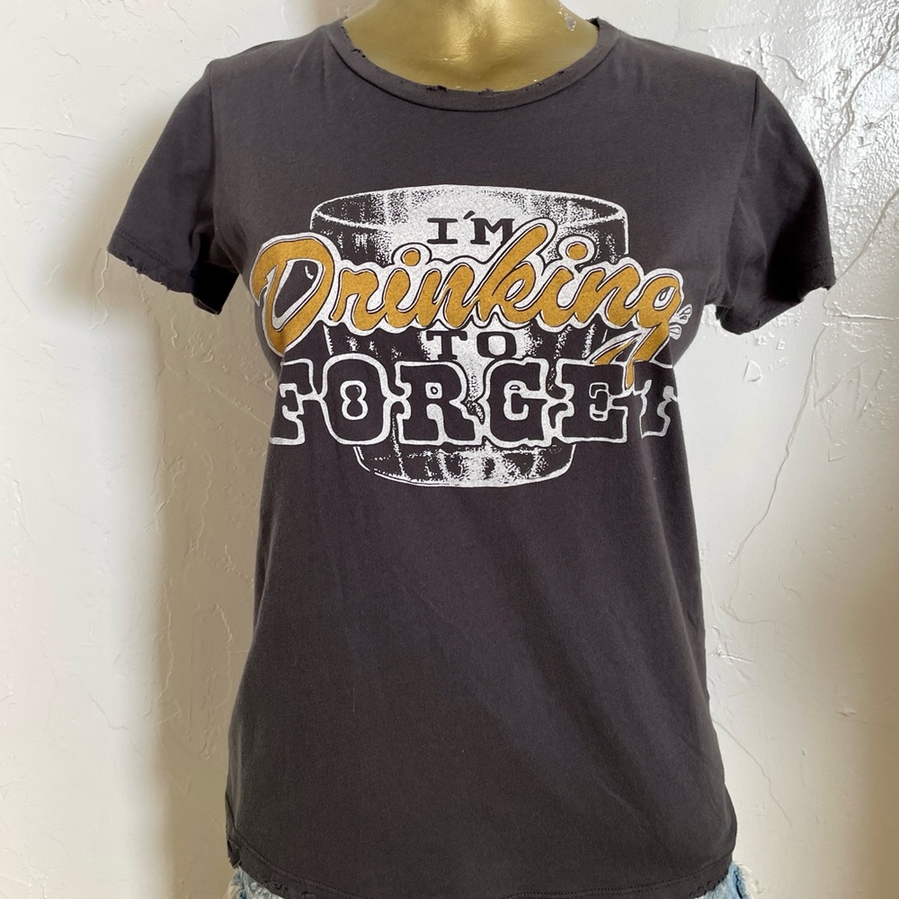 BANDIT Brand I’M DRINKING TO FORGET Festival Distressed WESTERN Tee SHIRT Medium - Picture 13 of 13